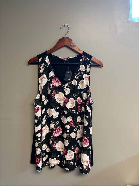 torrid Tops - torrid Black Sleeveless V-Neck Top with Pink & Cream Floral Print
